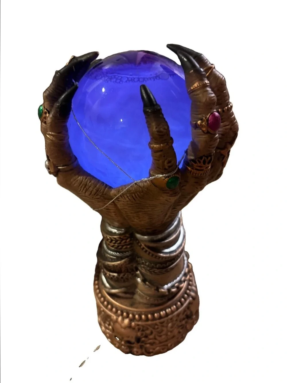 LED Hands Crystal Ball Halloween Decoration 10in Purple Spooky